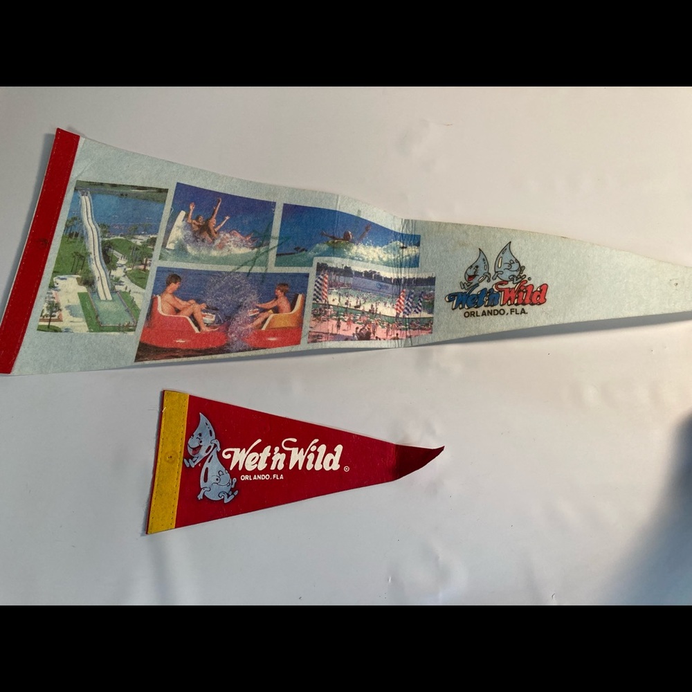 Wet and wild Orlando Florida vintage souvenir rare flag. Two